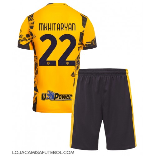 Camisa de Futebol Inter Milan Henrikh Mkhitaryan #22 Equipamento Alternativo Infantil 2024-25 Manga Curta (+ Calças curtas)